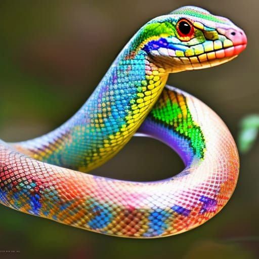 Rainbow Serpent Stares Intently at Camera