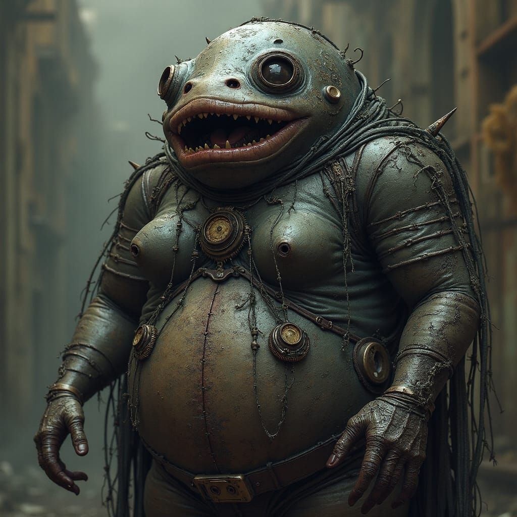 Grotesque Biomechanical Drag Queen in Surreal Style