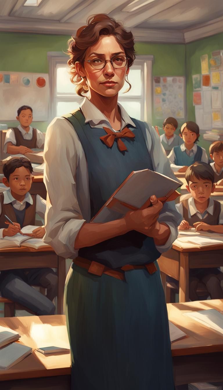 Detailed Classroom Portrait in Artgerm Style