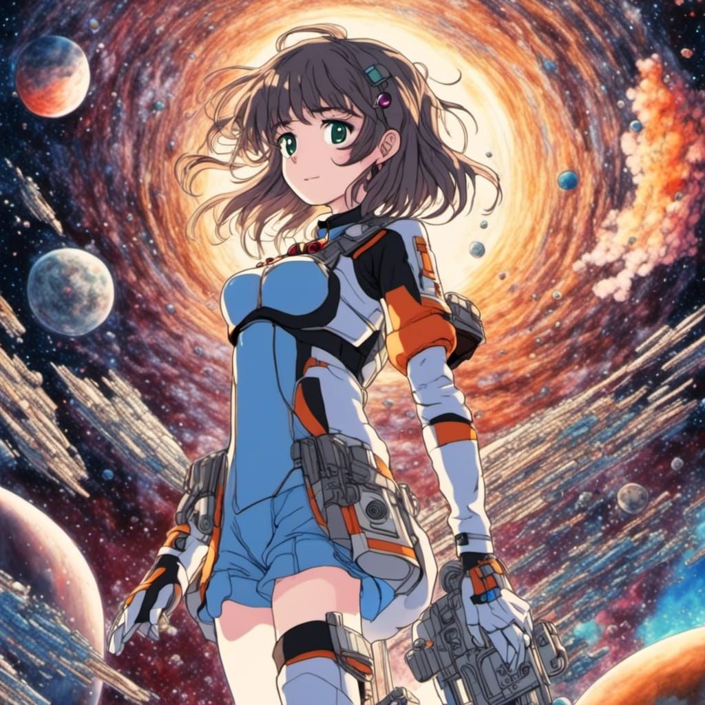 Anime Space Captain in Japanese Manga Style