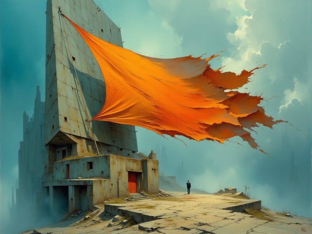 Brutalist Flag in Soviet Realism Style