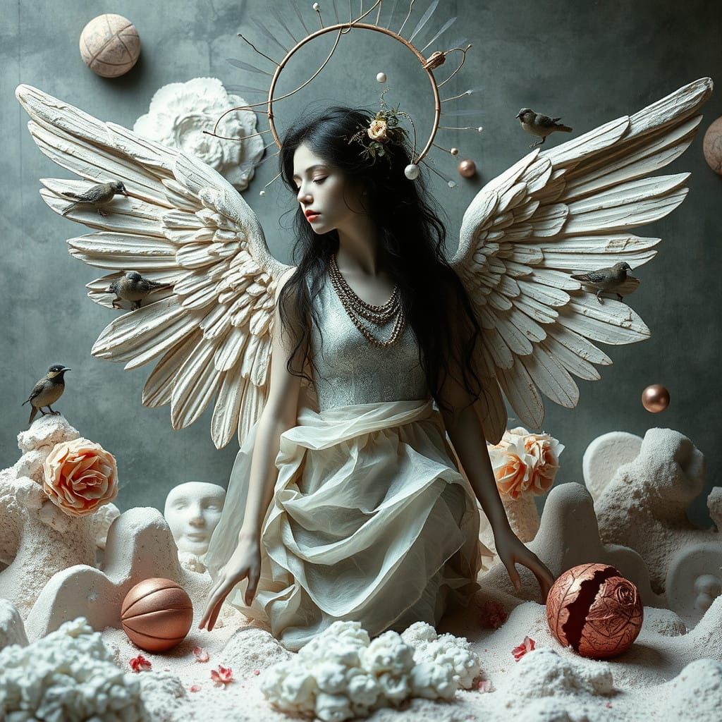 Surrealist Angel in Ethereal Harmony