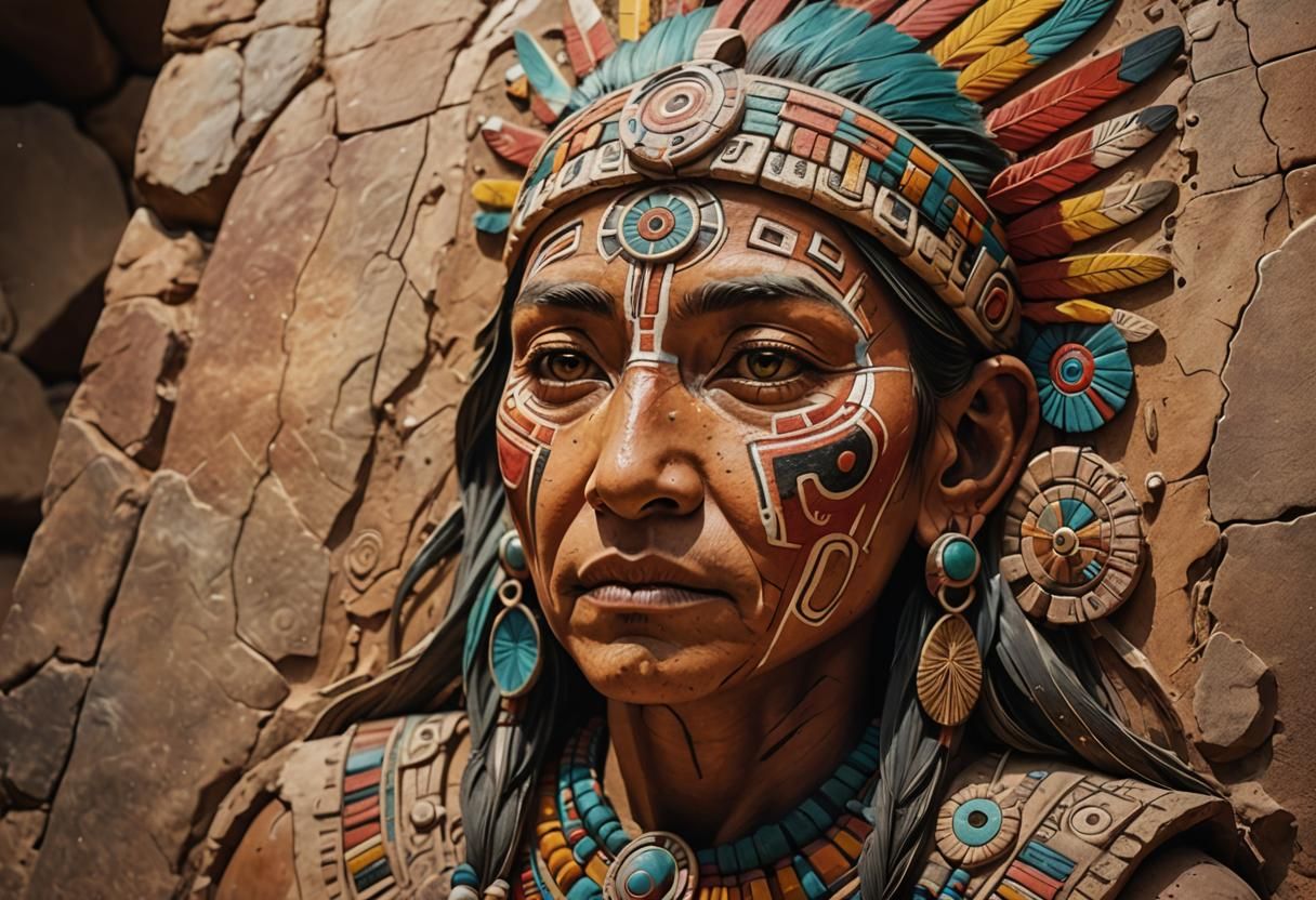 Hopi Rock Art in Hyperrealistic Splash Art Style