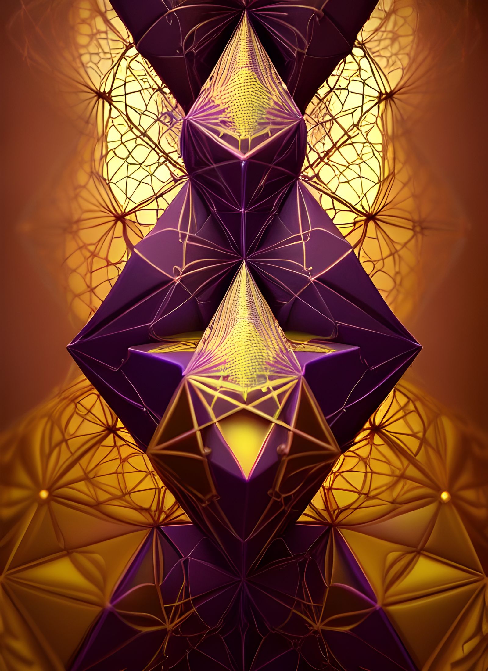 Ornate Octahedron Fractal in Detailed 3D Rendering