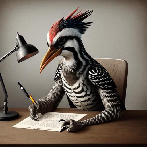 Grotesque Woodpecker Girl Hybrid Concept Art