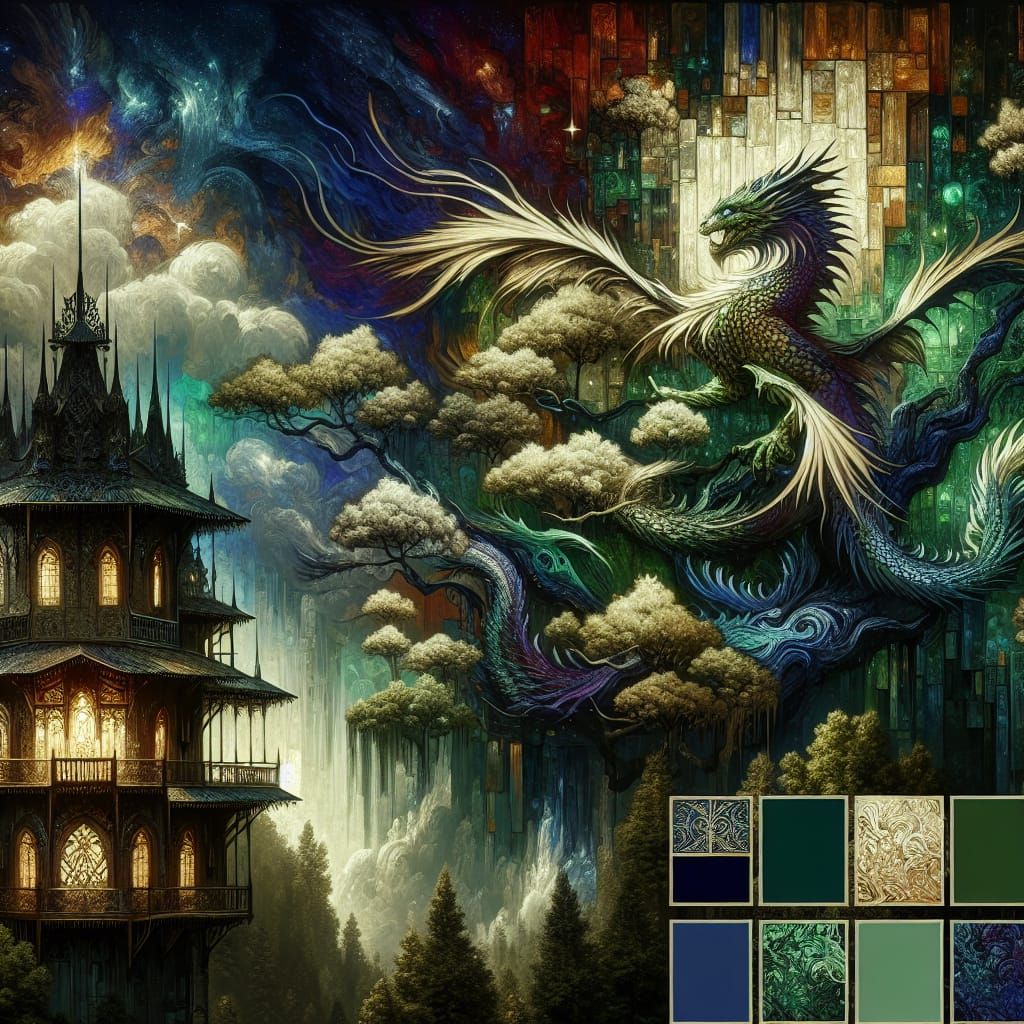 Baroque, imadragon-inspired jungle tree house, Castle