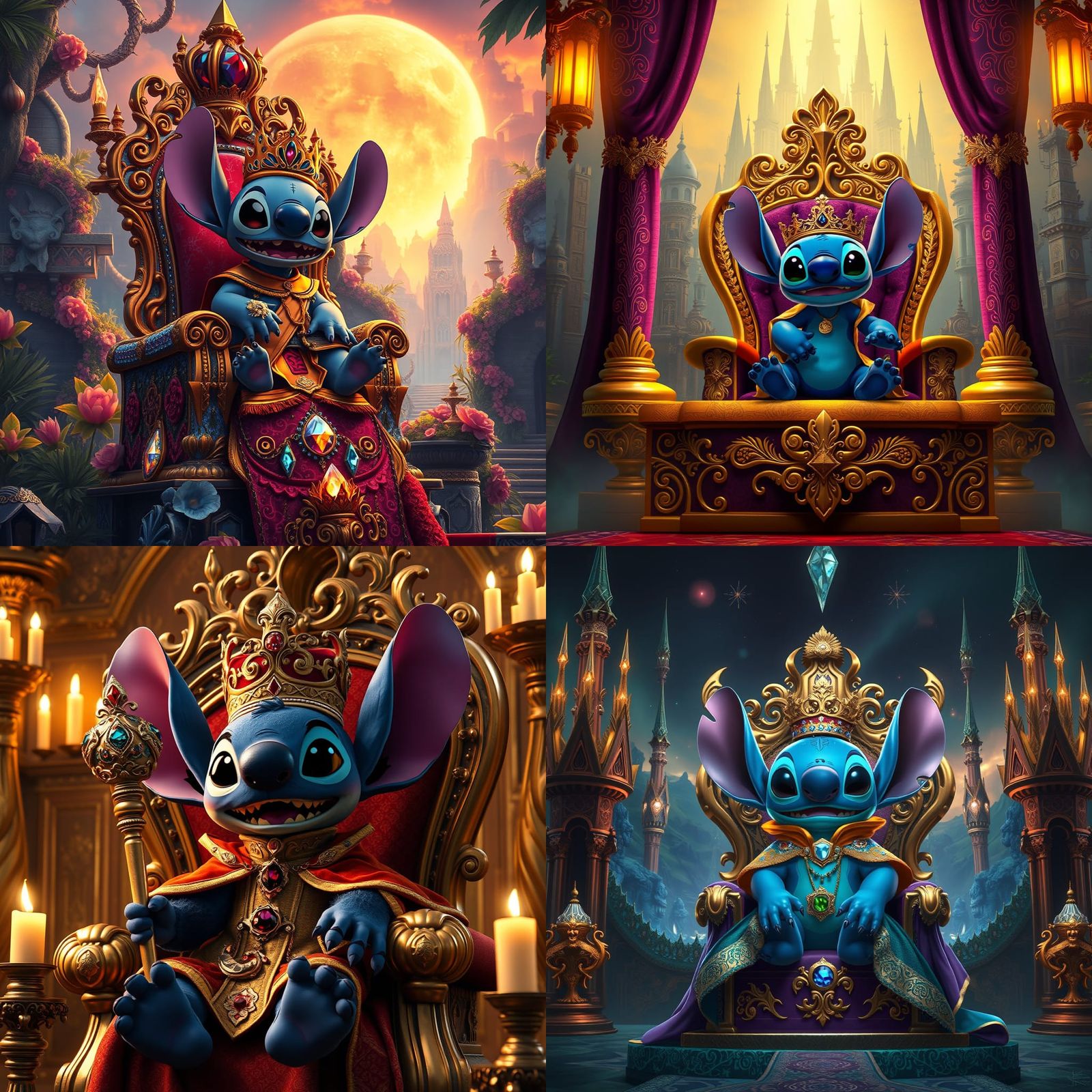 Stitch as Royalty: Detailed Fantasy Concept Art