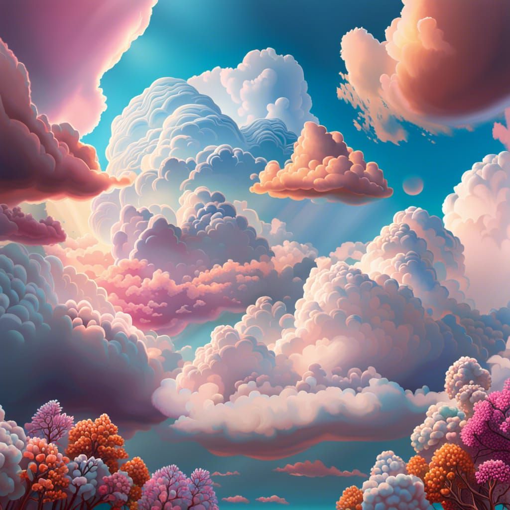 Serene Sky: Hyper-Detailed Clouds in Matte Painting Style
