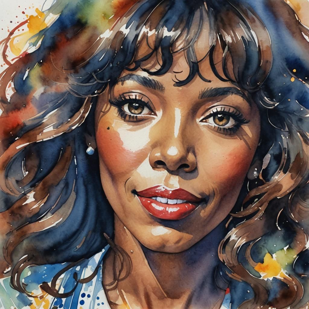 Donna Summer Impressionistic Watercolor Portrait