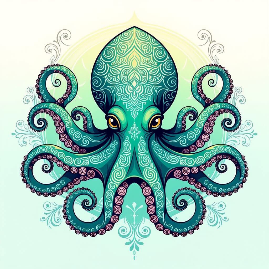 Mesmerizing Mandala Octopus in Turquoise and Emerald