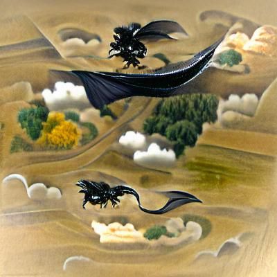 Majestic Black Dragon Soaring Through the Sky