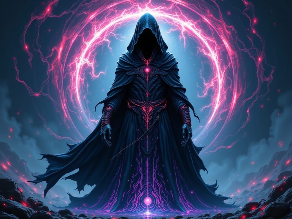 Mystical Shaman in Neon Mist