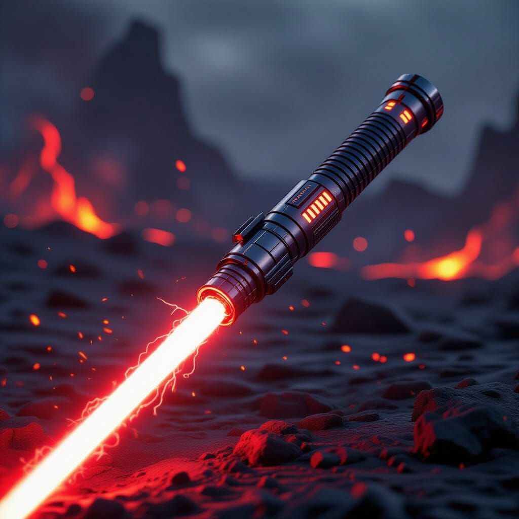 Crimson Sith Lightsaber on Volcanic Battlefield