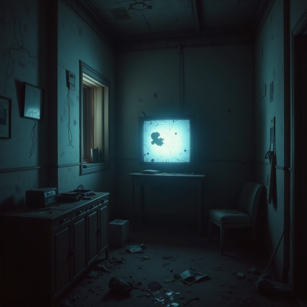 Distorted TV in Abandoned Liminal Space