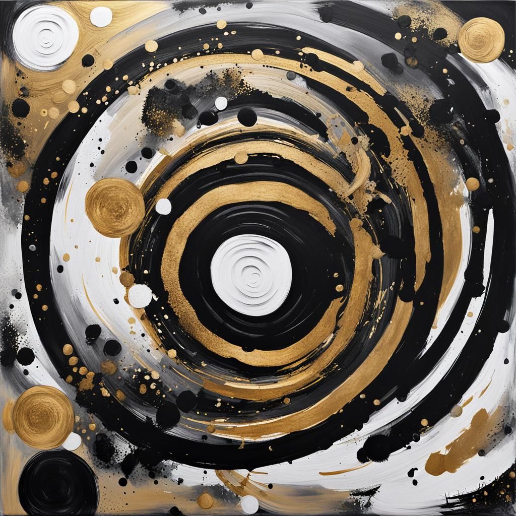 Dynamic Abstract Art with Swirling Circles in Impasto Style