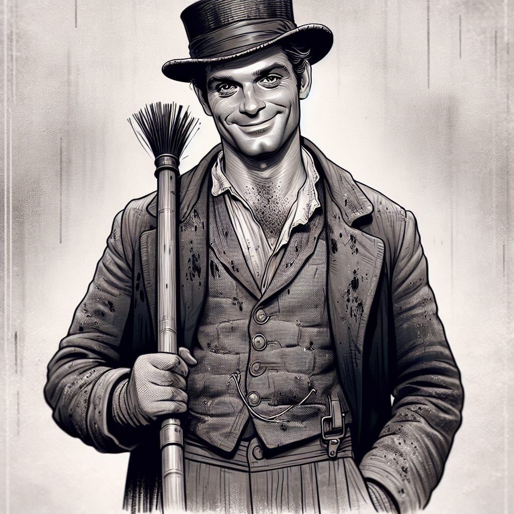 Charming Chimney Sweep Digital Illustration