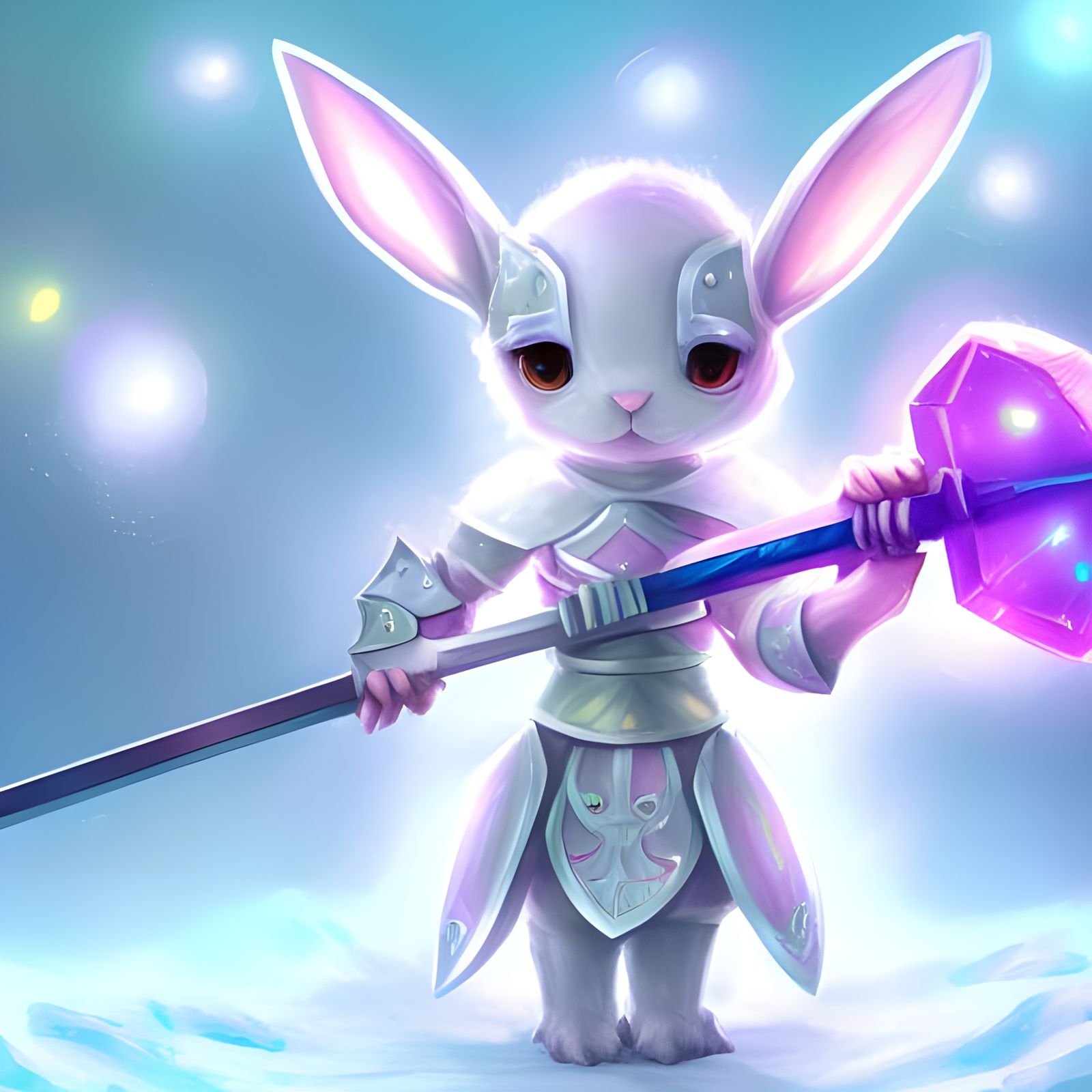 Cute Rabbitfolk Knight with Candy Sword, Digital Art