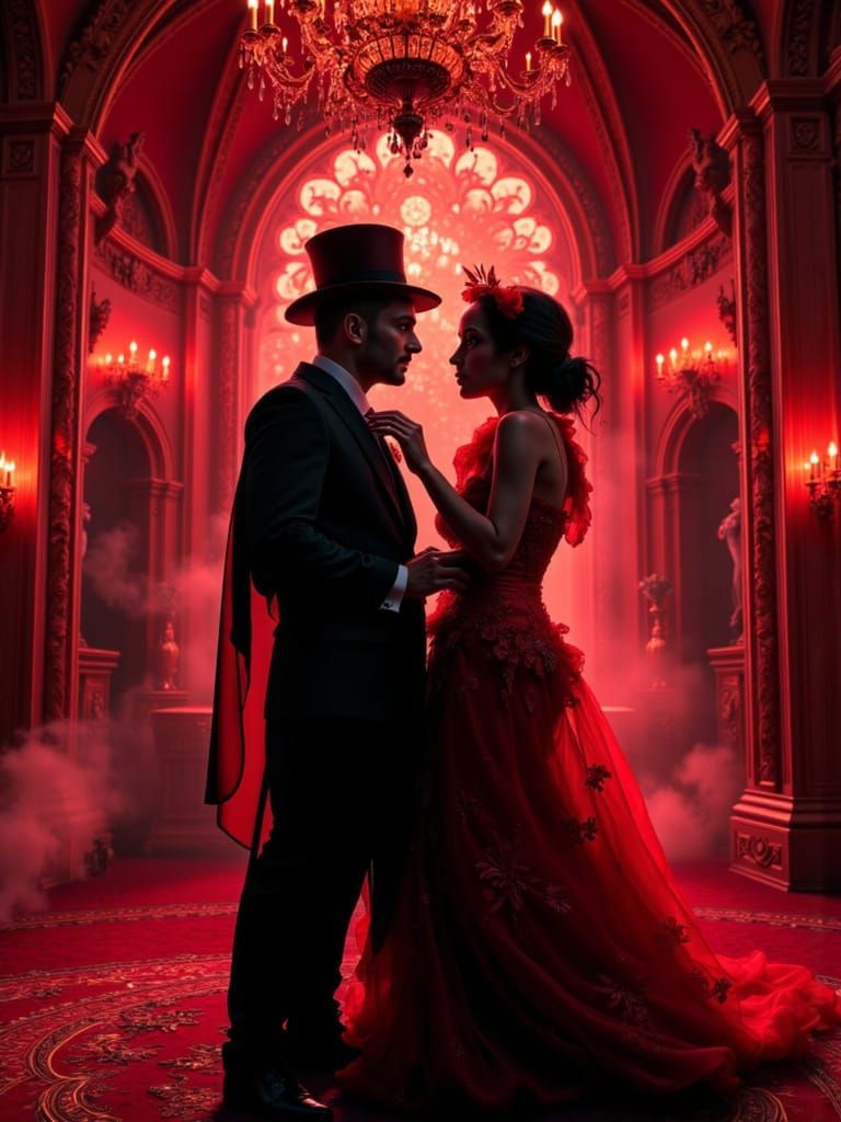 Gothic Ballroom Dance With Devilish Figures