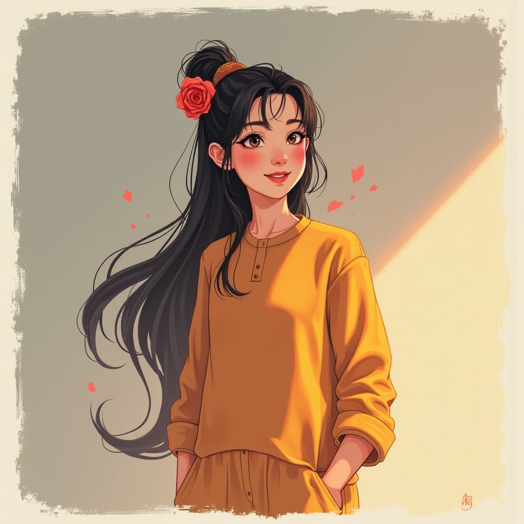 Anime Mother Getting Ready for Work in Cel-Shaded Style