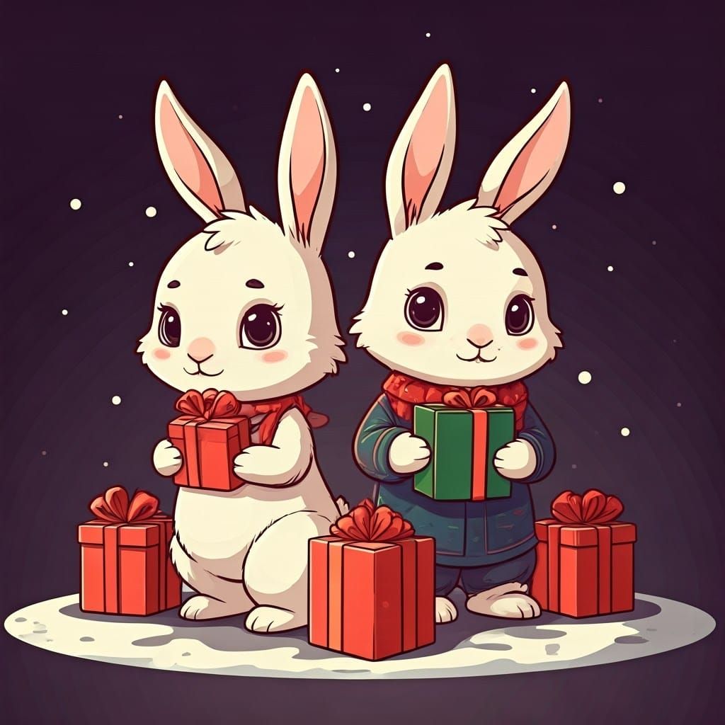Chibi Rabbits in Holiday Cheer