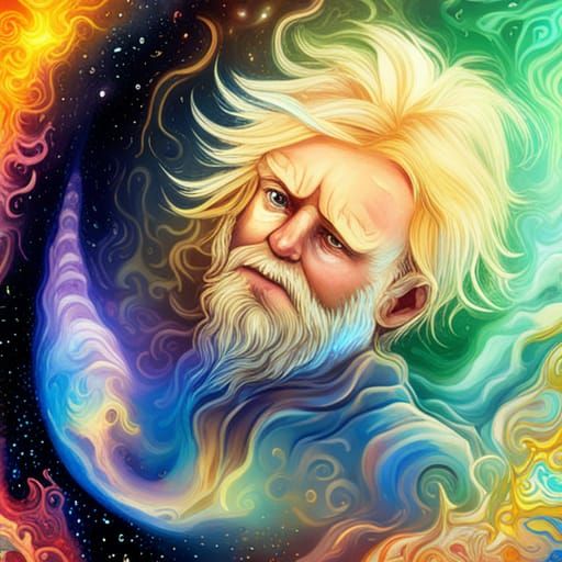 Halfling Wizard in Astral Cosmic Illustration