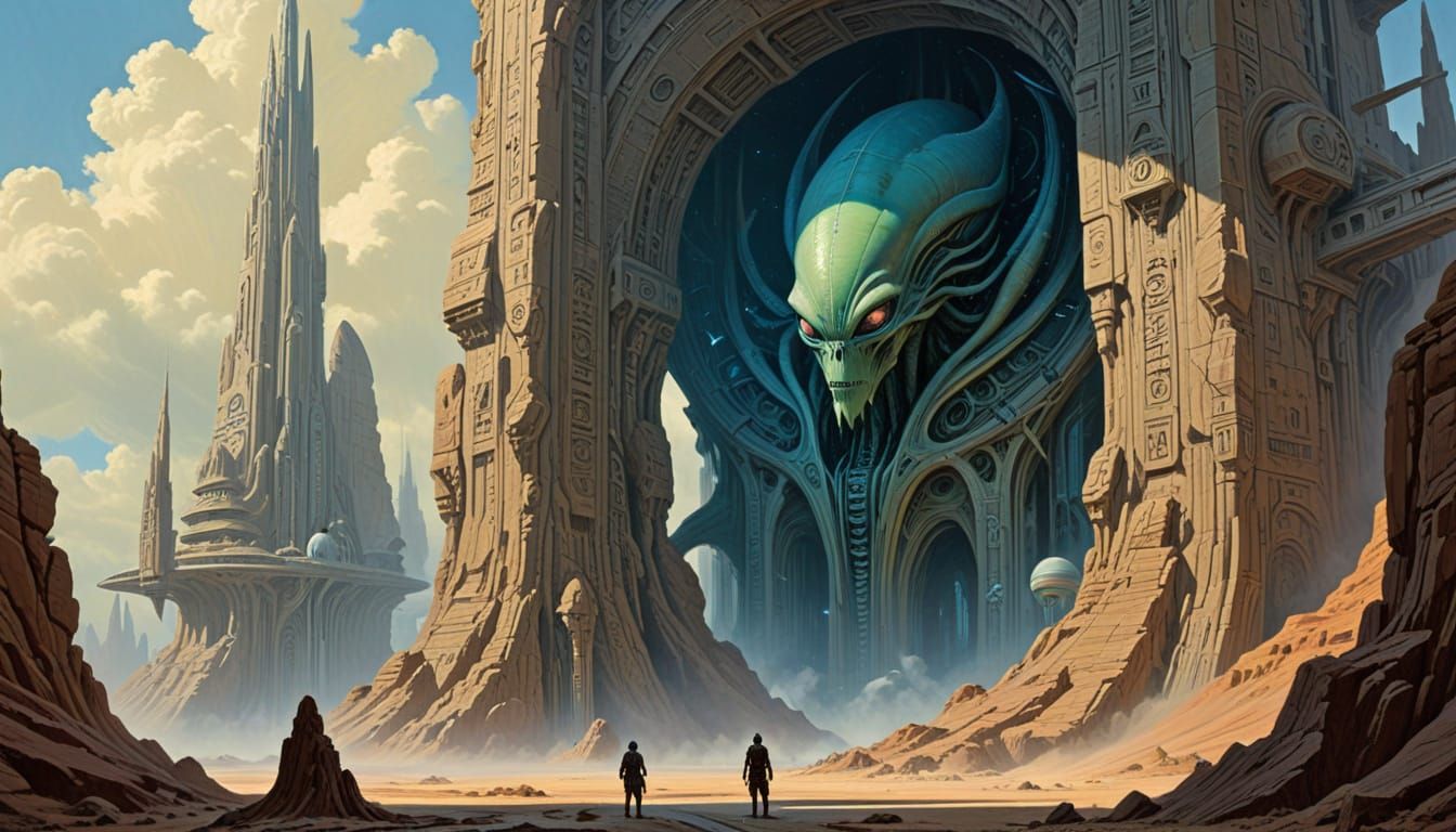 Alien Inscriptions in Retro Science Fiction Style