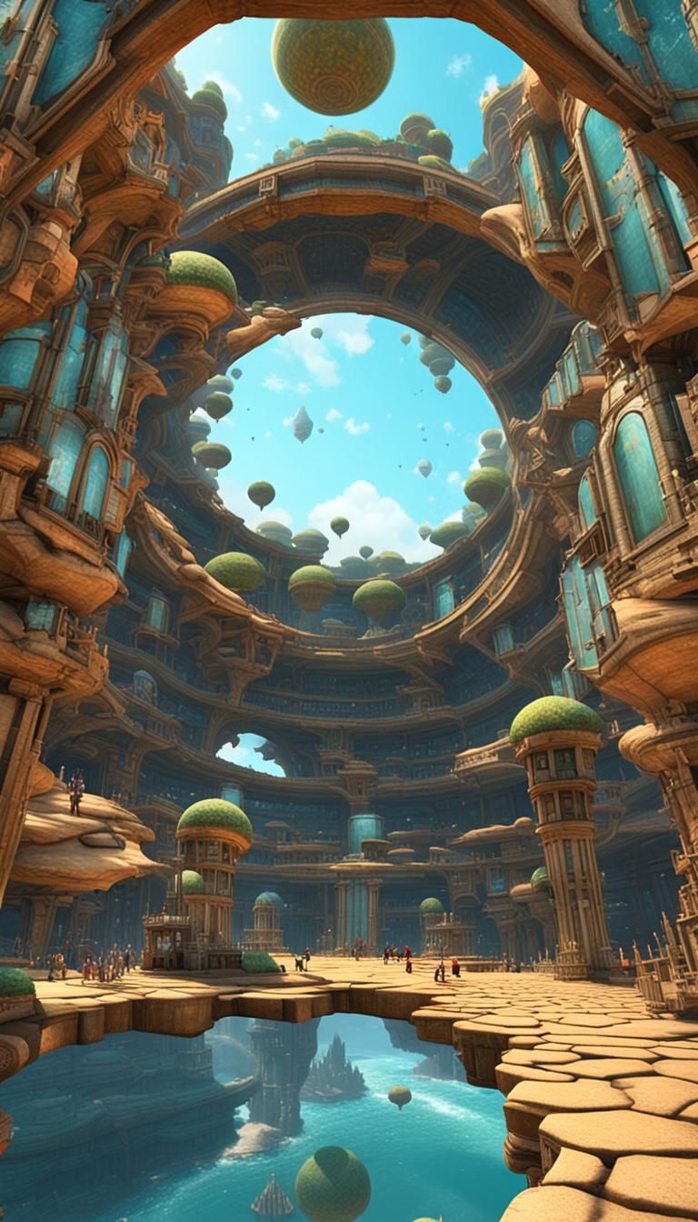 Cyberpunk Virtual Reality Landscape with Neon Lights