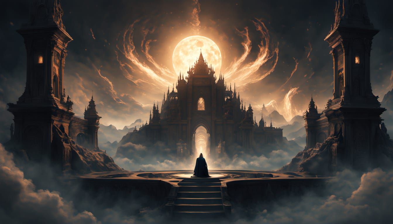 Divine Beings Gather in a Celestial Council Chamber