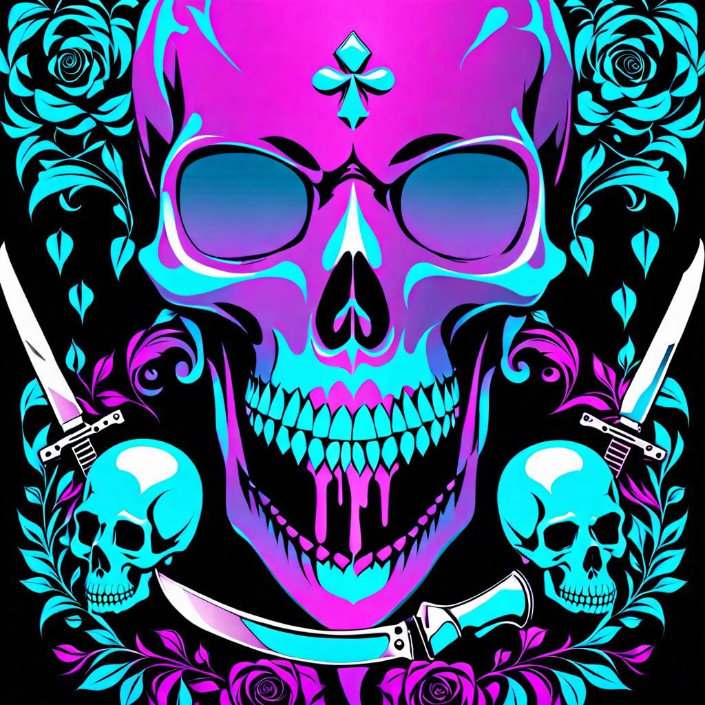 Icy Blue Skulls and Knife: Miss Murder