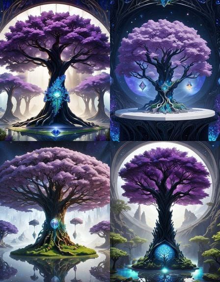 Sleek Crystals Form the Tree of Life in a Futuristic, Magica...