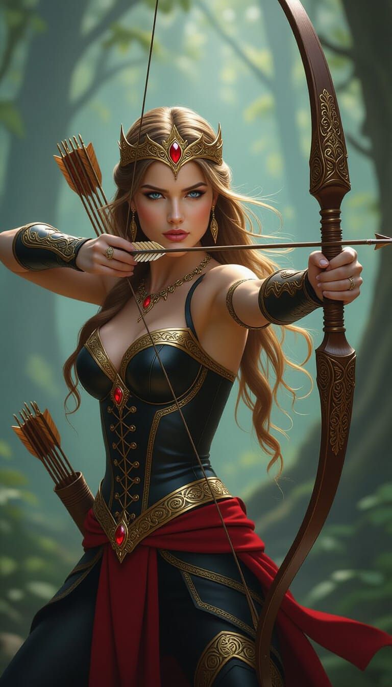 Warrior Archer Princess in Mystical Forest