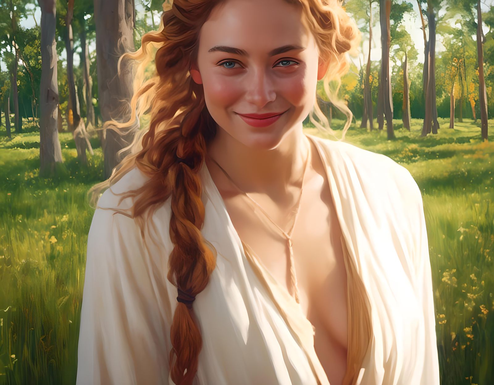 Radiant Portrait in Oil Paint Style, High Resolution
