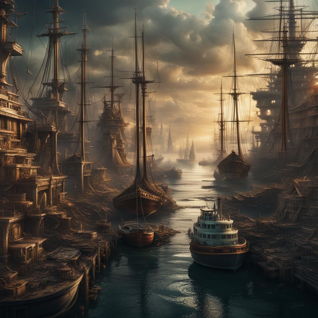 Epic Cinematic Distortion Harbor Digital Matte Painting