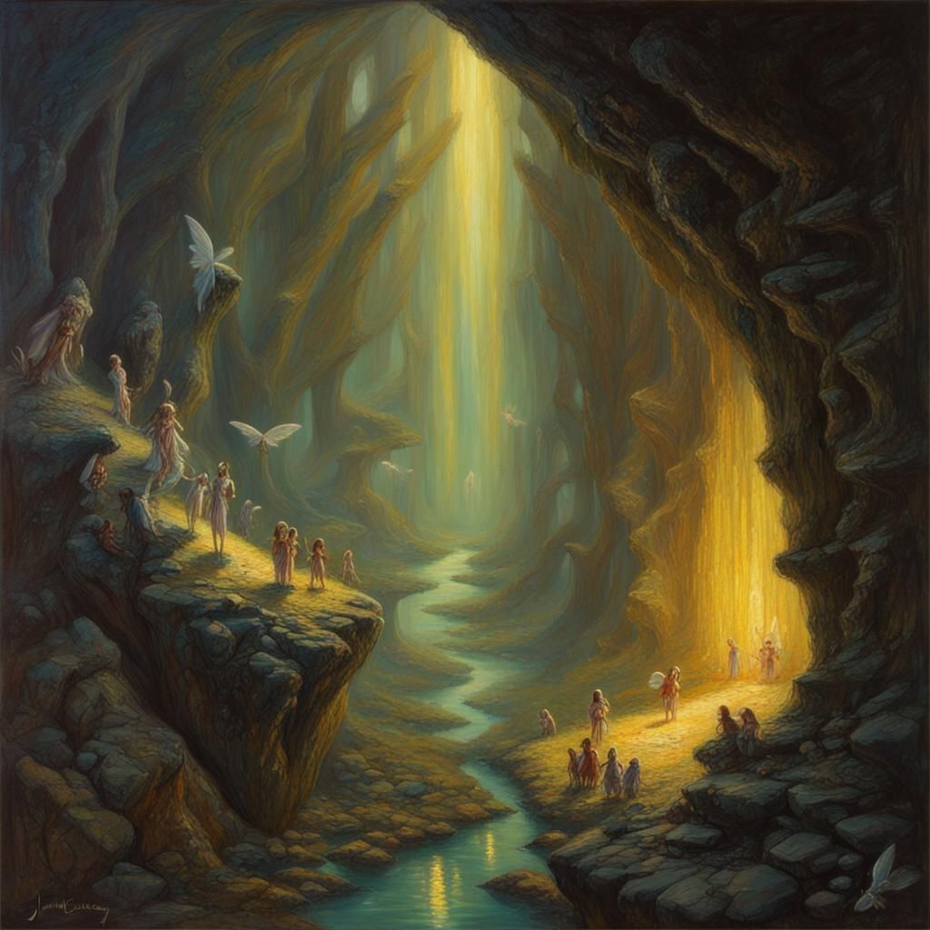 Faery Realm Descent: Winged Creatures in Gurney Style