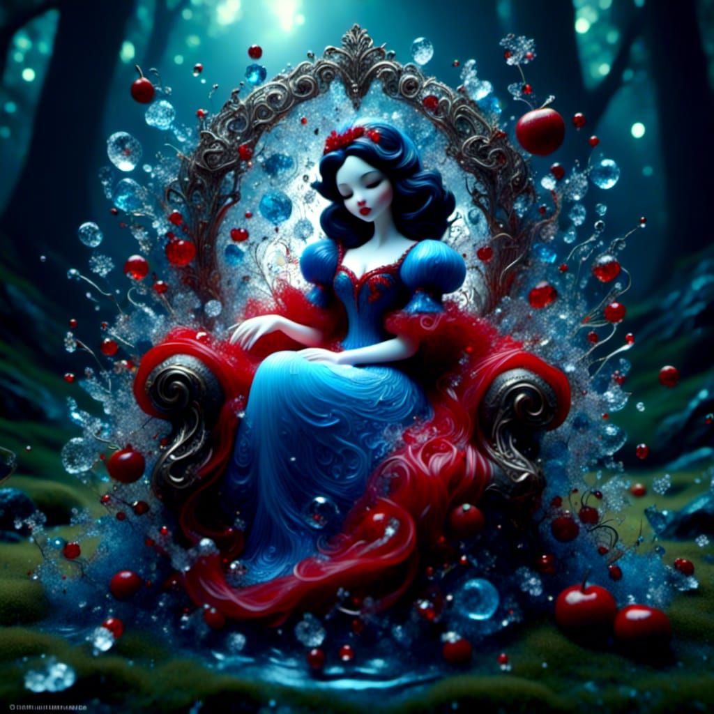 Hyperrealistic Snow White in Armchair