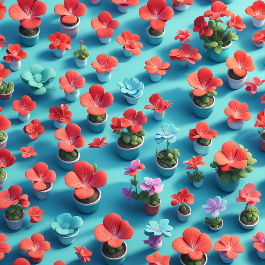 Cute Pelargonium Props in 3D Digital Art