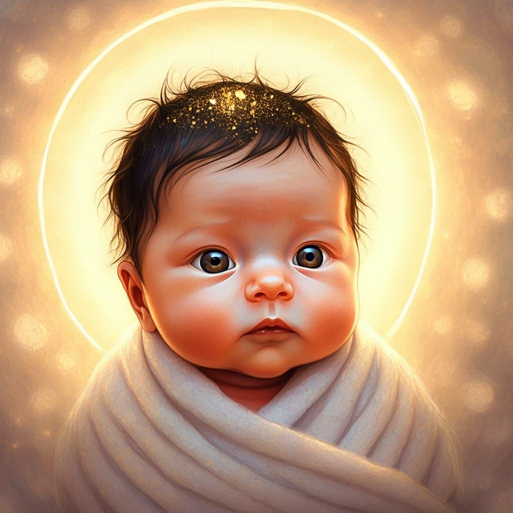 Divine Newborn in Heavenly Glow