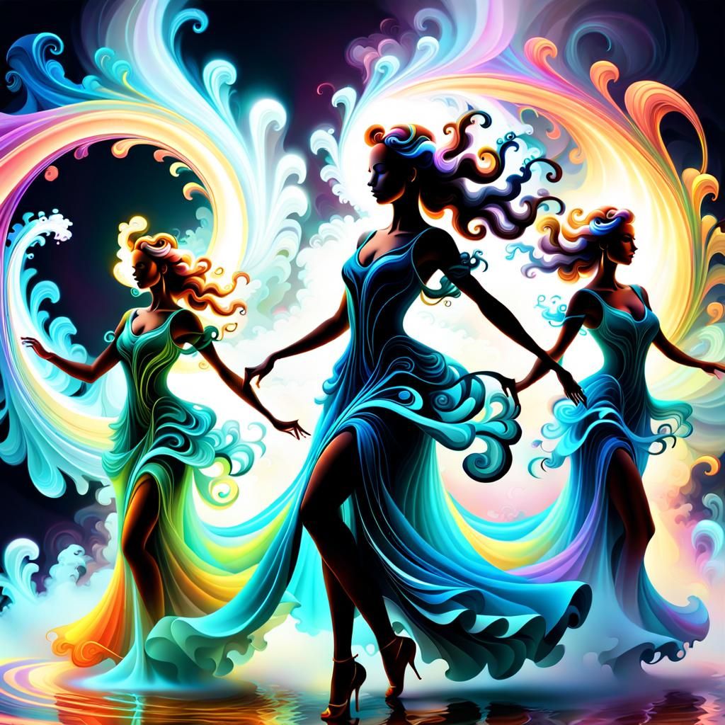 Dancing Girls in Psychedelic Rococo Pop Art