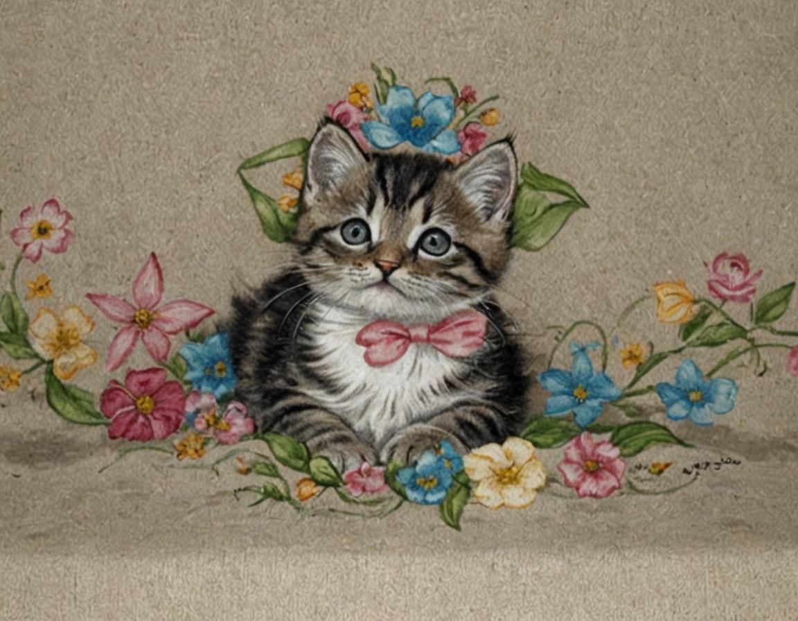 Colourful Kitten Portrait with Soft Details