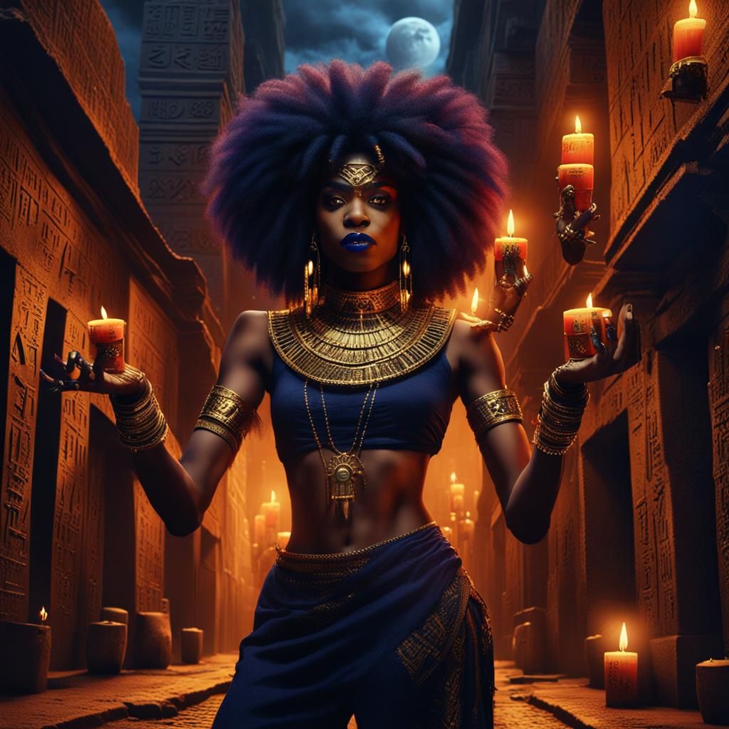 Ghetto Fabulous Vampire Queen in Afrofuturism Style