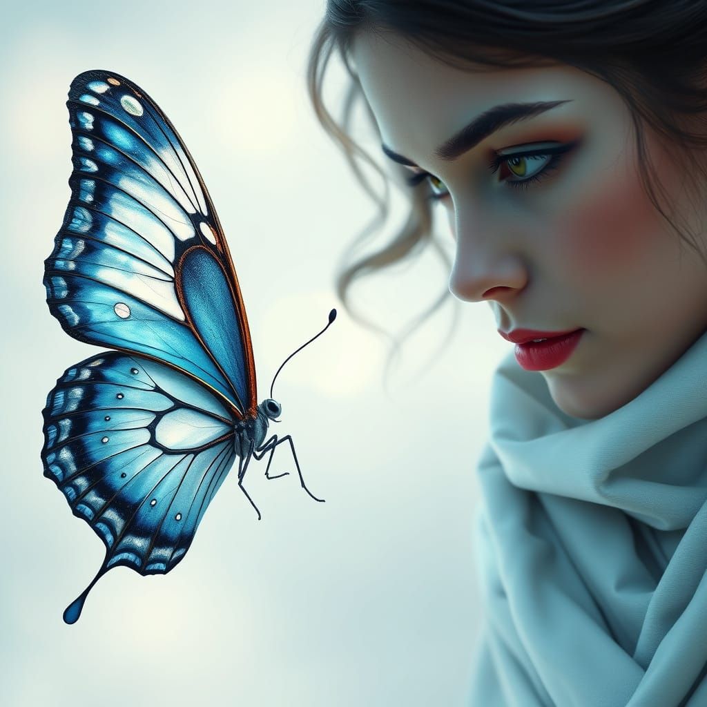 Butterfly in Whimsical Fantasy Landscape