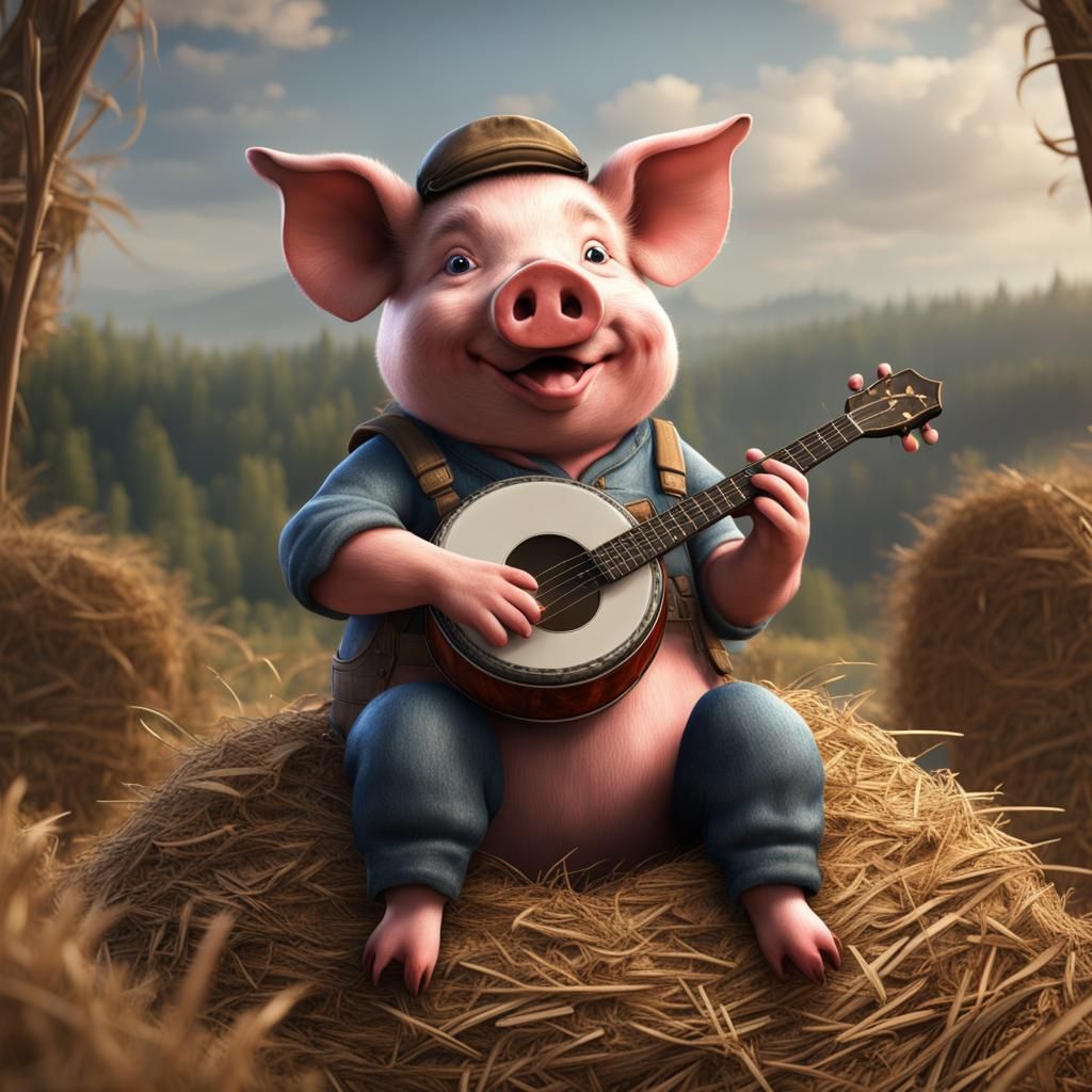 Pig Plays Banjo: Detailed Matte Painting