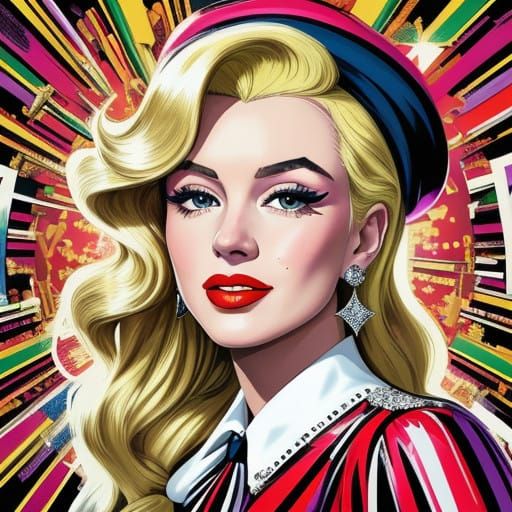 Hyper-Realistic Marilyn Monroe Christmas Portrait in Pop Art...