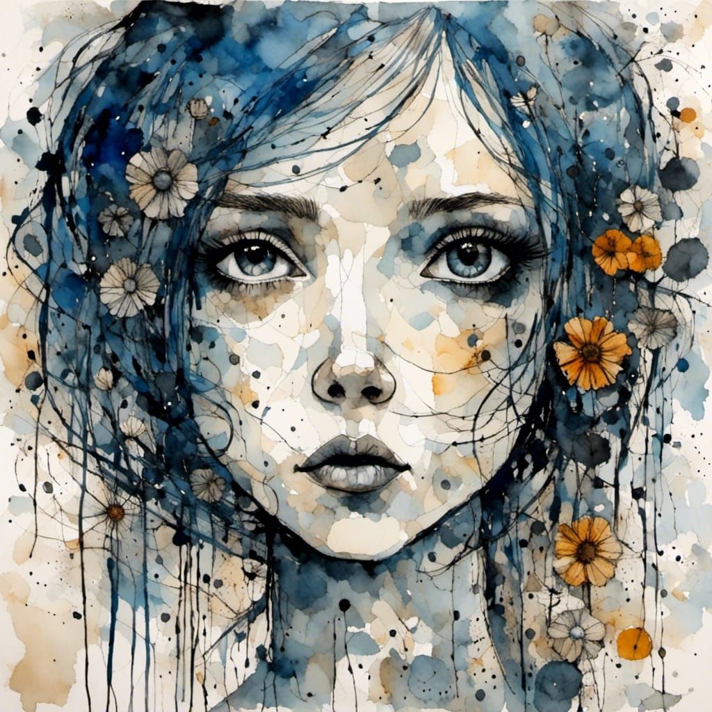 Girl in Expressive Art Brut Style