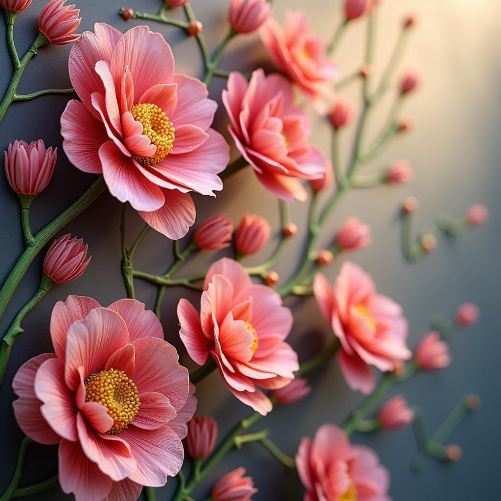 Japanese Cherry Blossoms with Quilling and Pastel Colors