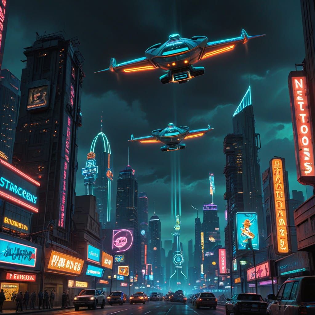 Jetsons Visit a Neon Post-Apocalyptic City