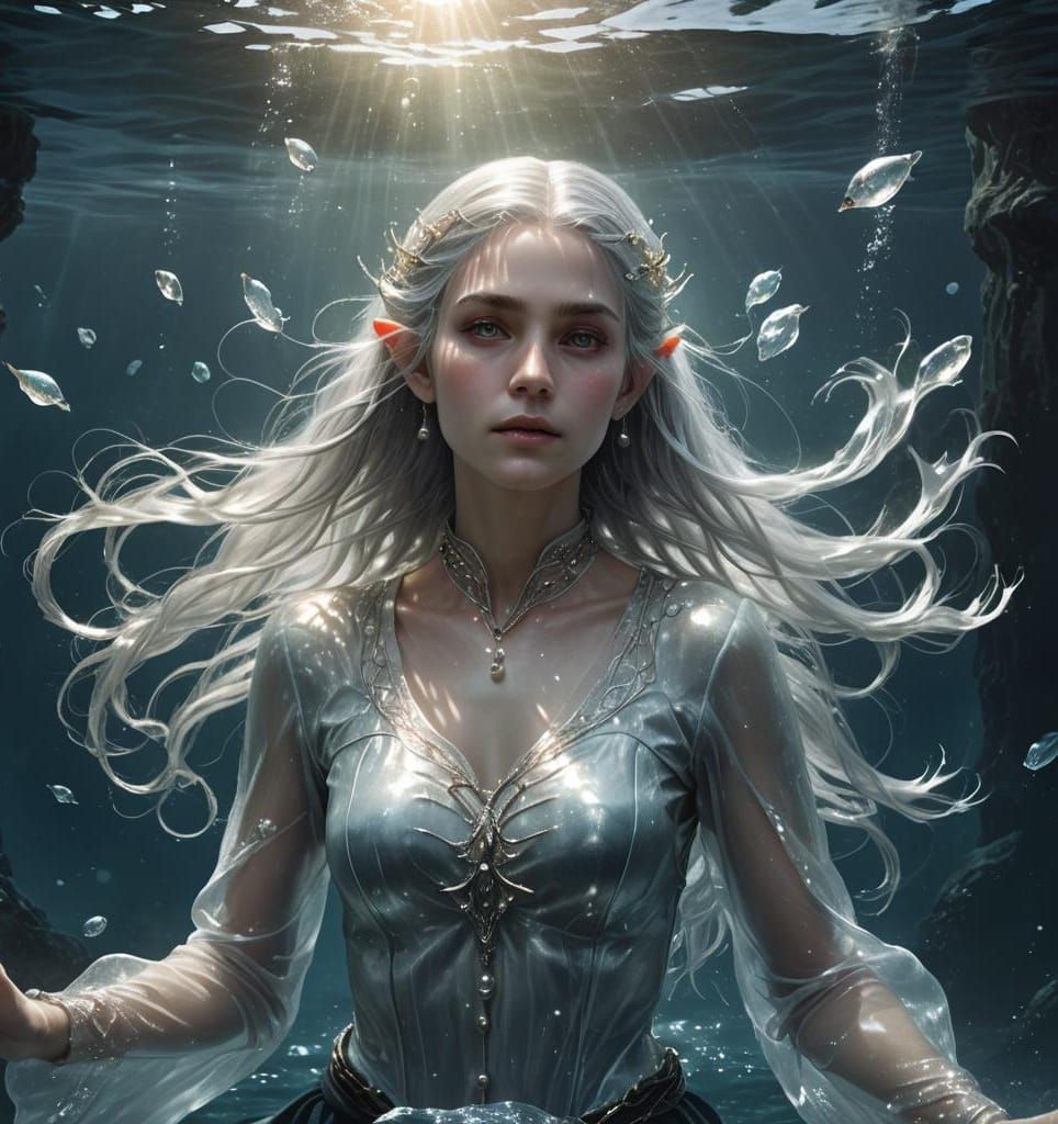 Ethereal Elf Maiden in Ocean Depths
