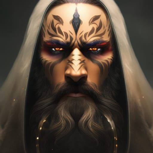 Fiery Warlock Portrait in Hyperrealistic Style