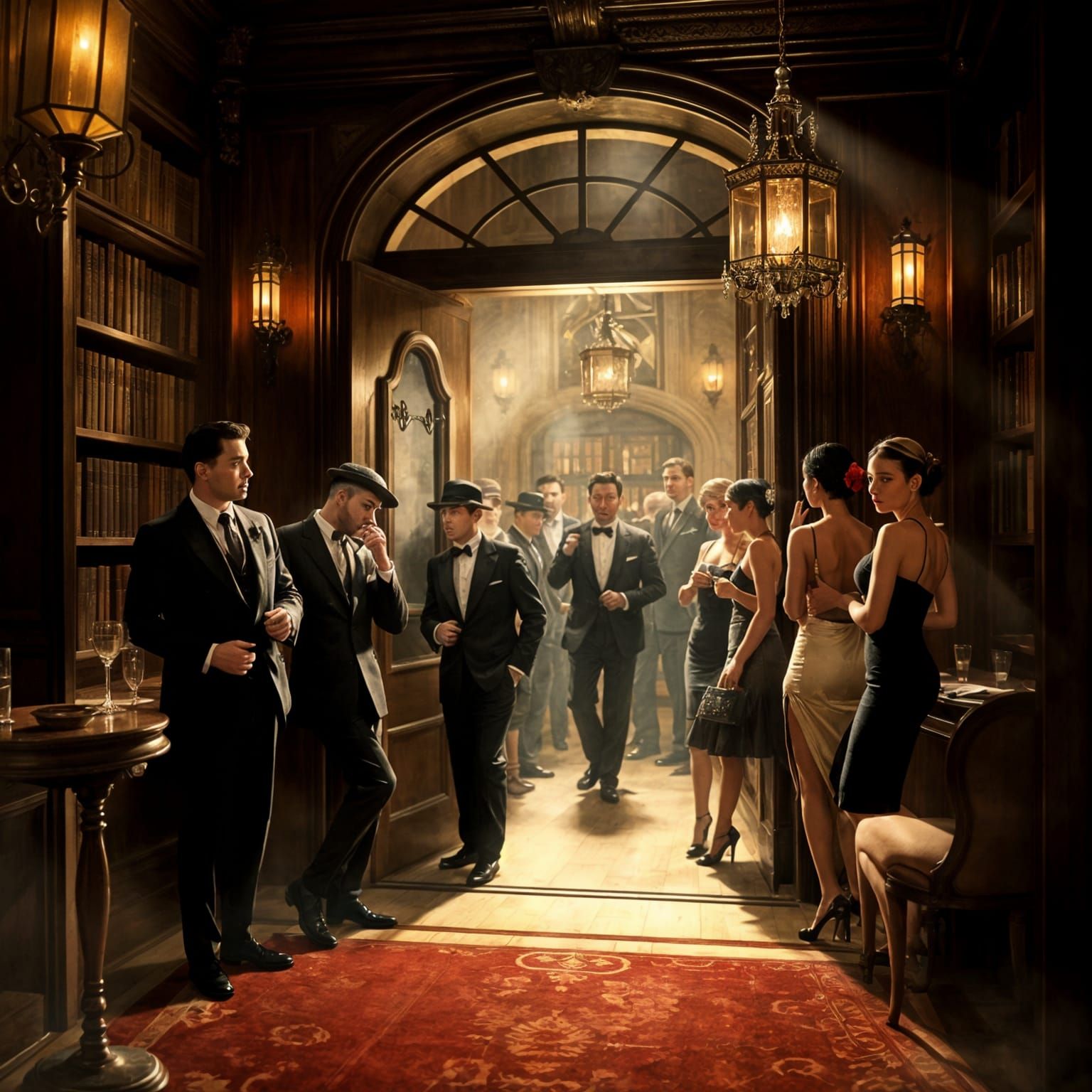 1920s Speakeasy Hidden Entrance, Art Nouveau Style