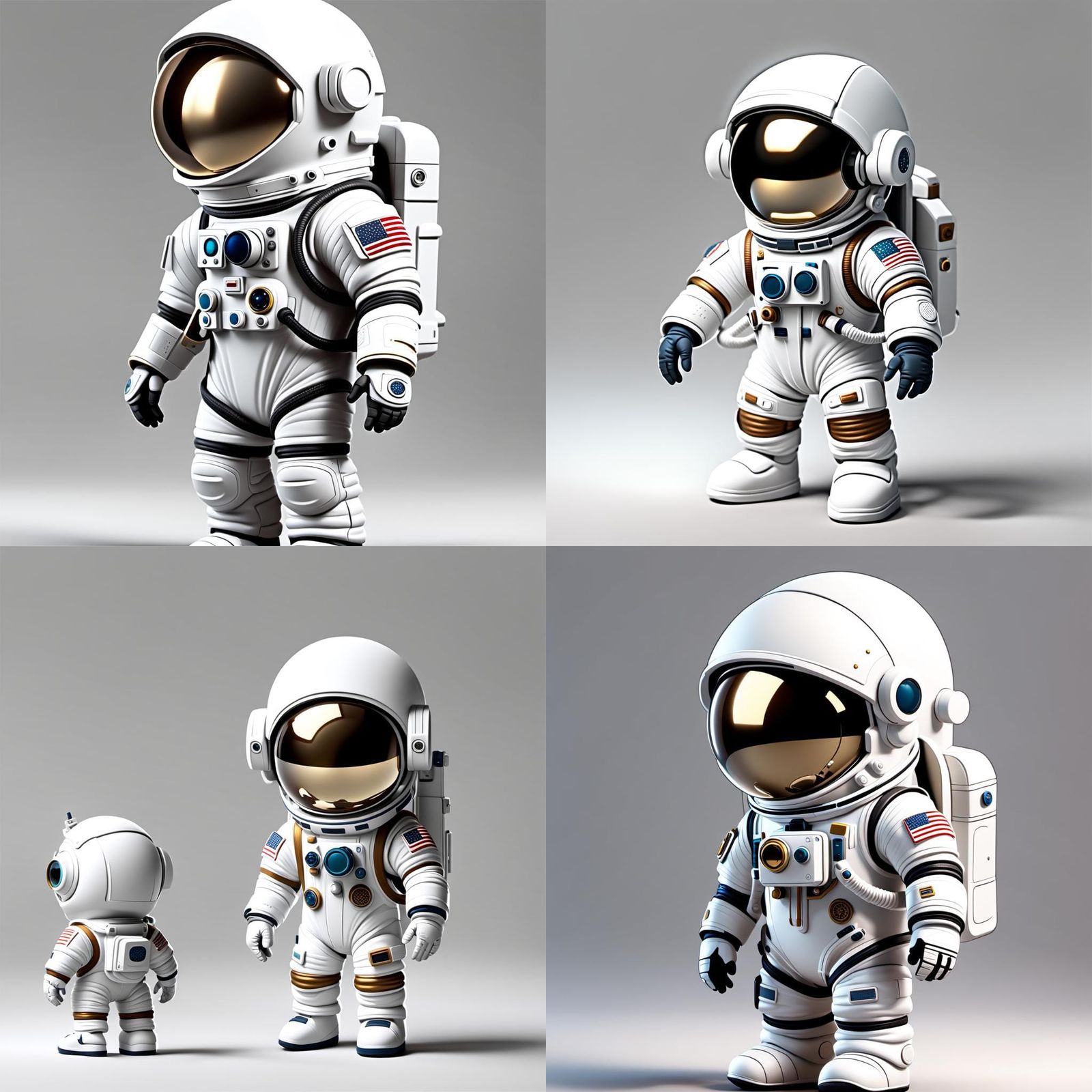 Cute White Astronaut Toy: Detailed Matte Painting